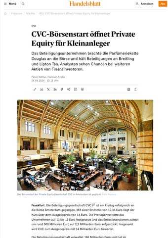 CVC-Börsenstart öffnet Private Equity für Kleinanleger