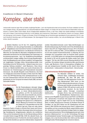 Investitionen im Bereich Infrastruktur – Komplex, aber stabil