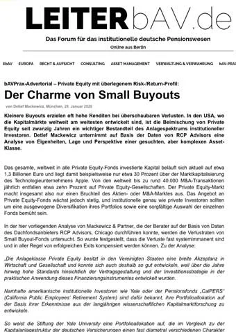 Der Charme von Small Buyouts